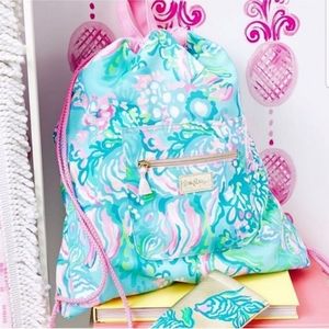 Lilly Pulitzer Aqua La Vista Drawstring Backpack